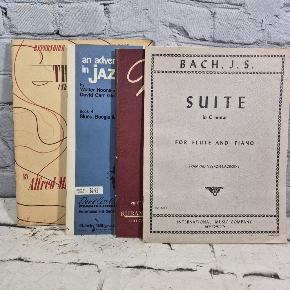Vintage Sheet Music Books Piano Lot Of 4 Bach - Wagness - Jazz - The‎ Pedal